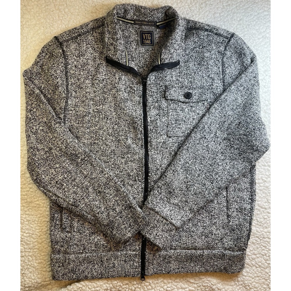 VTG 1946 Men's Cardigan Full Zip Jacket in Grey Size Large